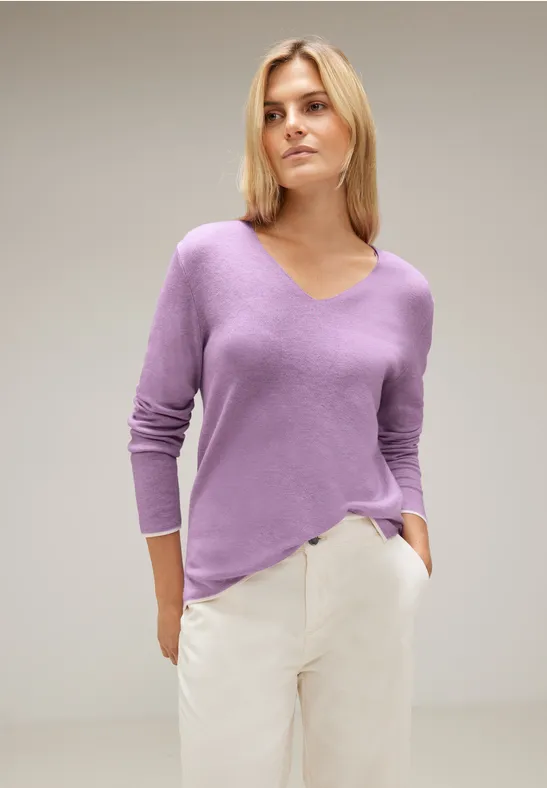 Pullover mit V-Ausschnitt pure lilac melange