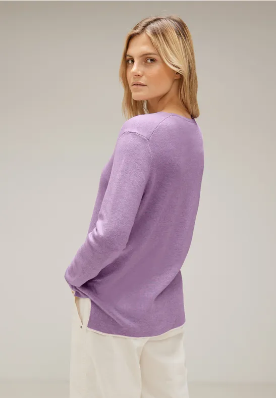 Pullover mit V-Ausschnitt pure lilac melange