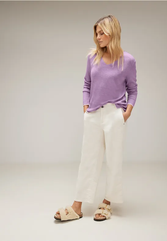 Pullover mit V-Ausschnitt pure lilac melange