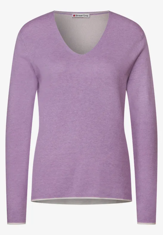 Pullover mit V-Ausschnitt pure lilac melange
