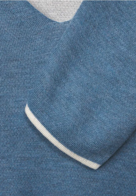 Pullover mit V-Ausschnitt satin blue melange