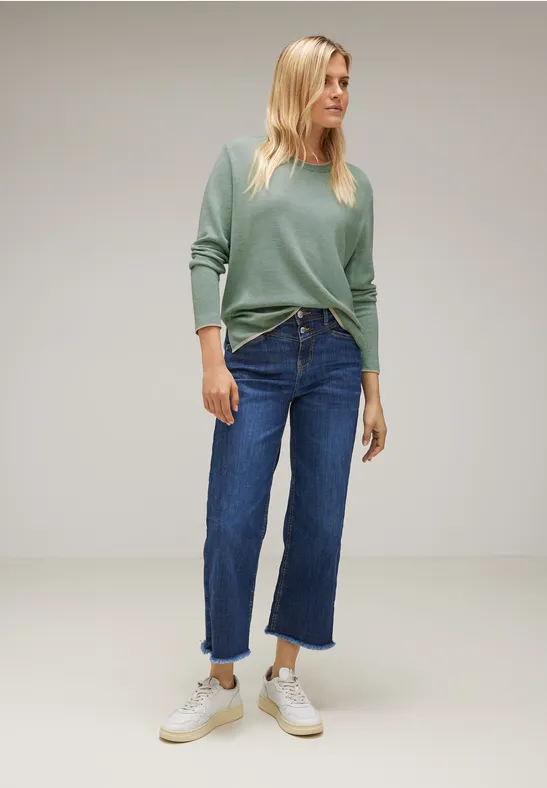 Doubleface Pullover wave green melange