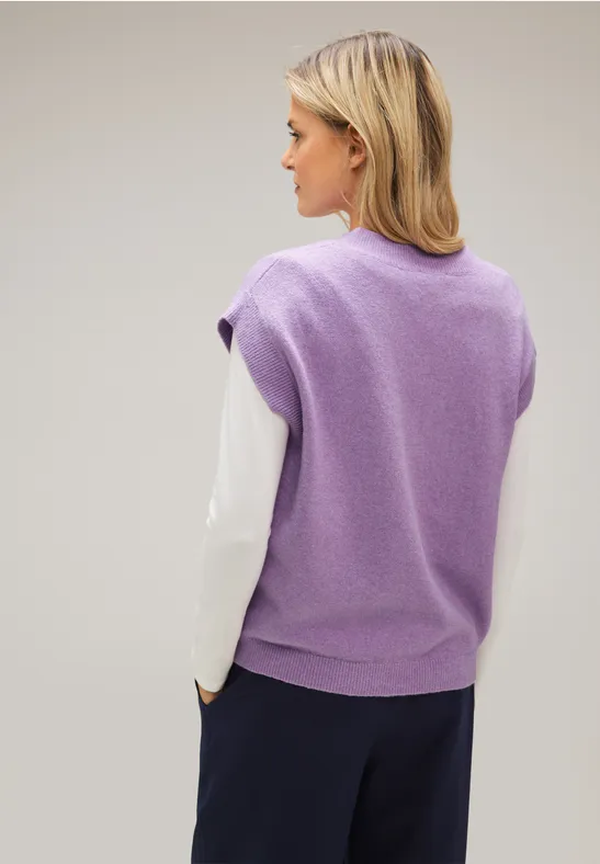 V-Ausschnitt Pullunder pure lilac melange