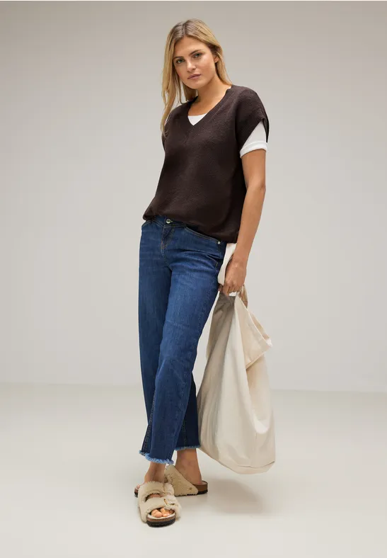 V-Ausschnitt Pullunder rich brown melange