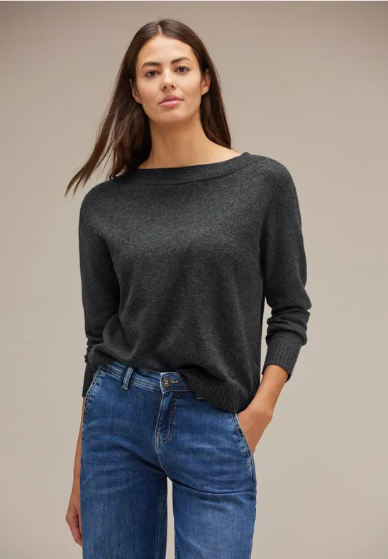 Softer Strickpullover anthracite melange