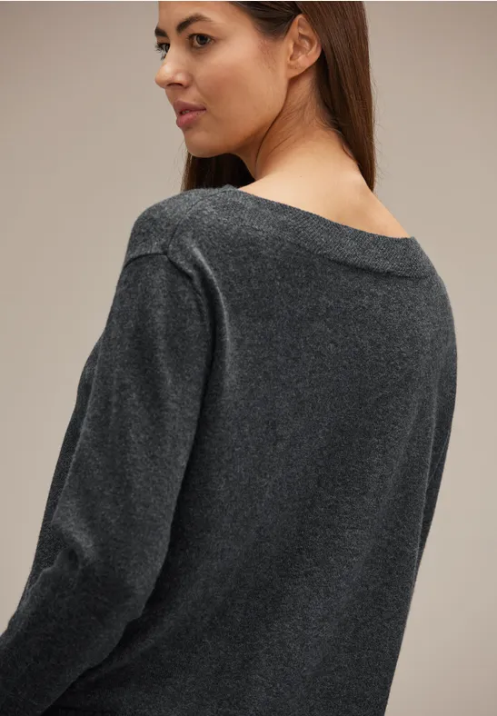 Softer Strickpullover anthracite melange