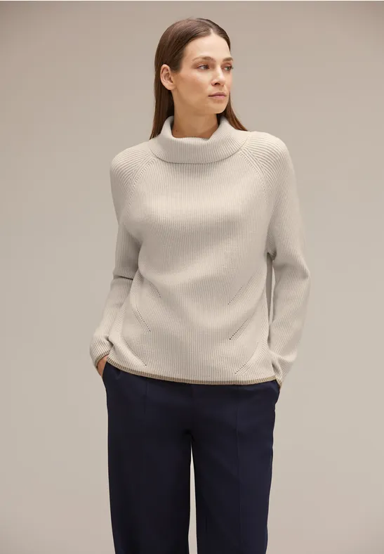 Rollkragenpullover whisper cream melange