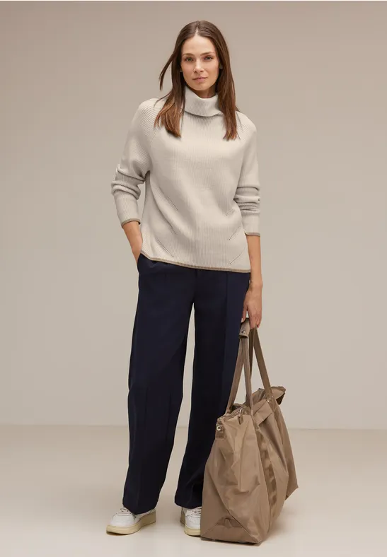 Rollkragenpullover whisper cream melange