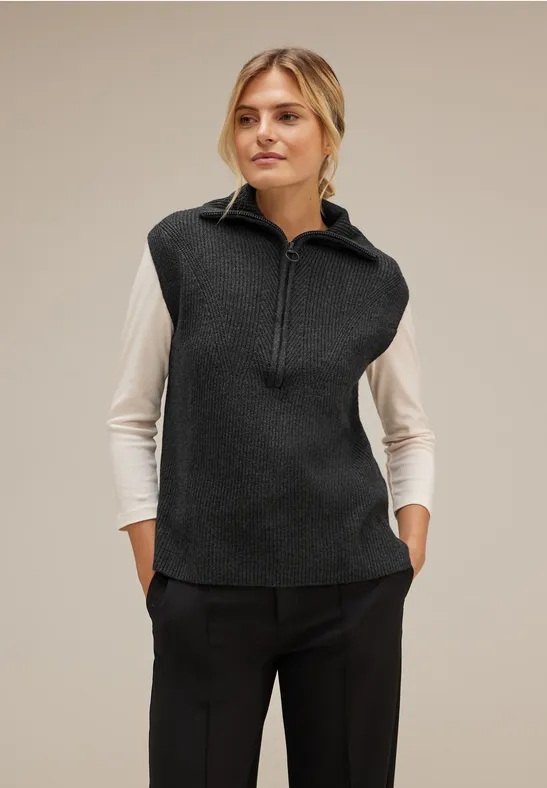 Troyer Pullunder mit Zipper anthracite melange