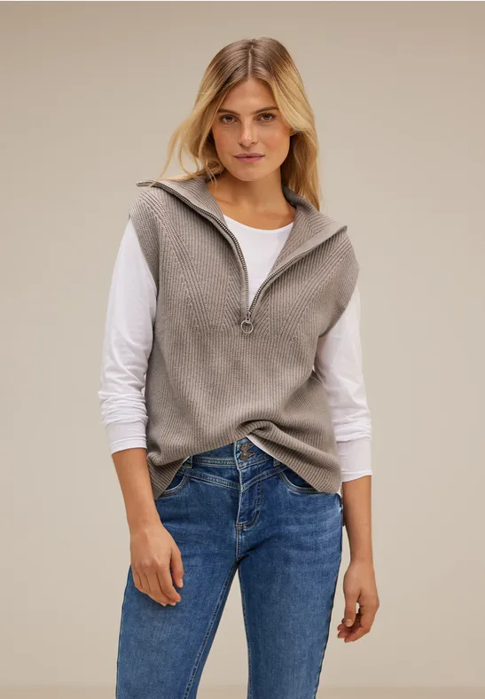 Troyer Pullunder mit Zipper whisper mocca melange