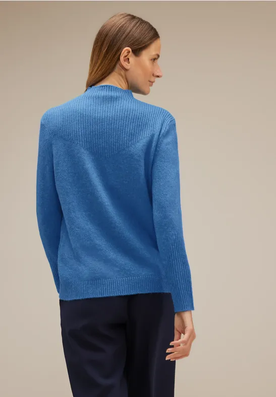 Pullover mit Rippstrick intense gentle blue melange