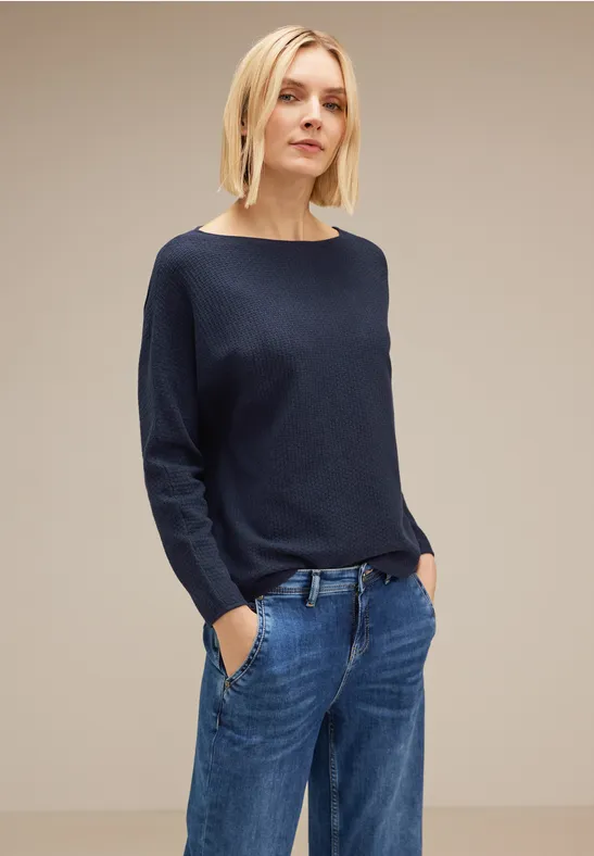 Struktur Strickpullover deep blue