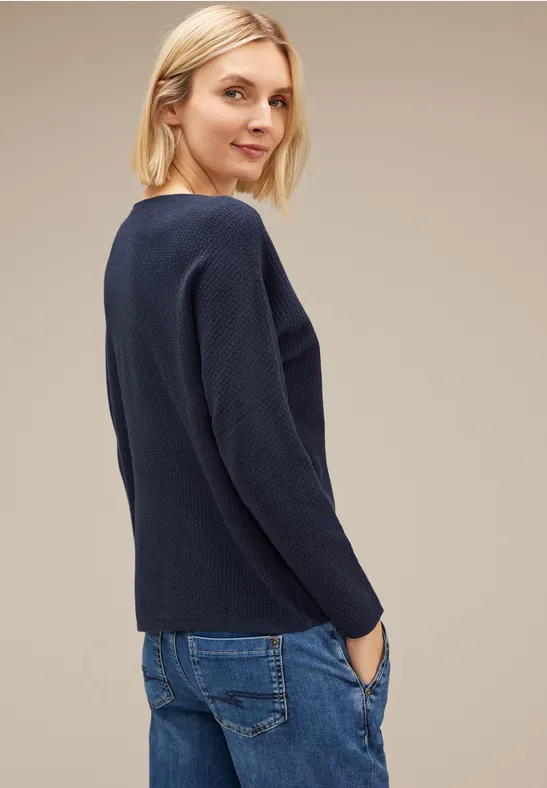 Struktur Strickpullover deep blue