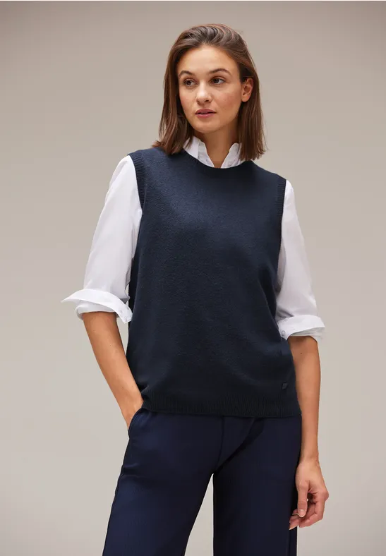 Rundhals Pullunder deep blue