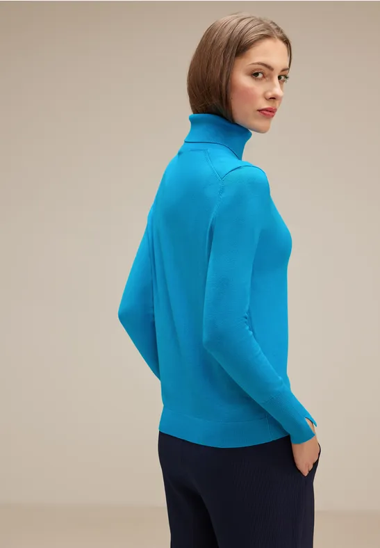 Basic Rollkragenpullover Dark Aquamarine Blue