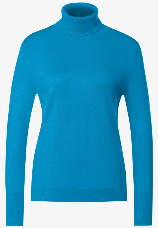 Basic Rollkragenpullover Dark Aquamarine Blue