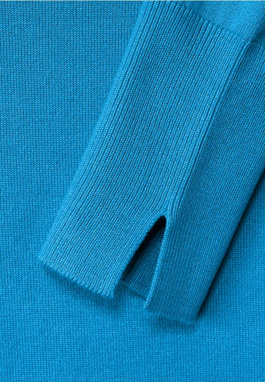 Pull-over à col roulé basique Dark Aquamarine Blue