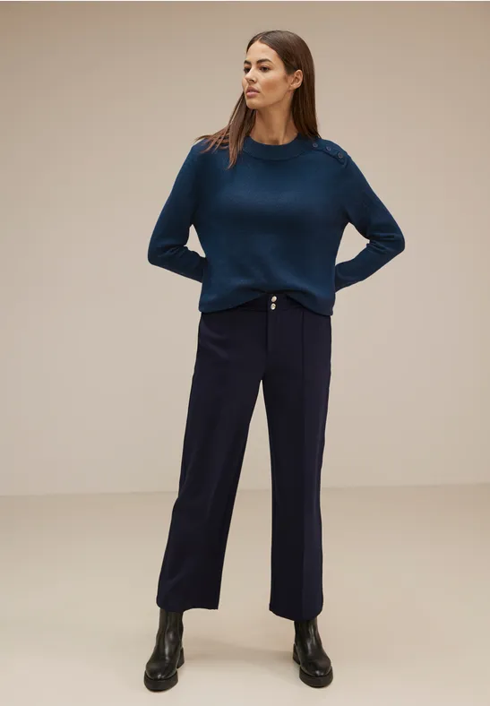 Pullover mit Knopfdessin atlantic blue melange