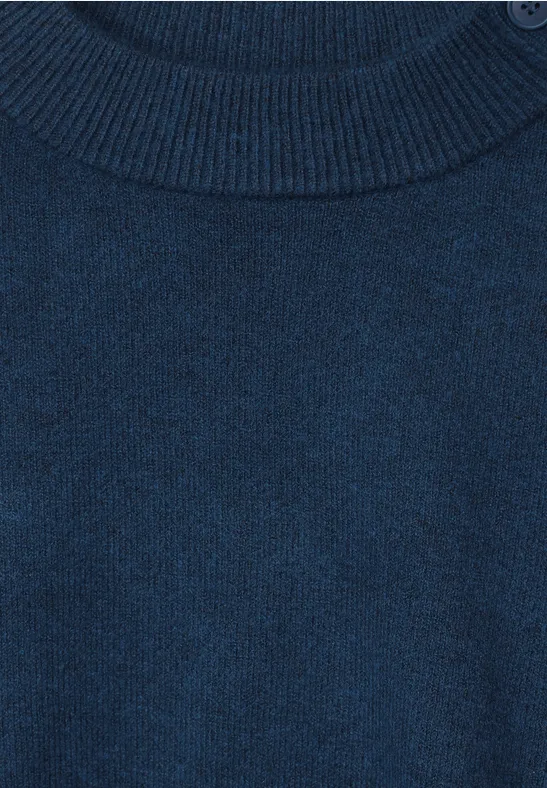 Pullover mit Knopfdessin atlantic blue melange