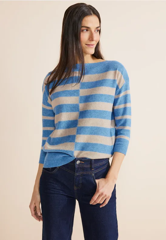 Pull-over à imprimé rayé light spring blue melange