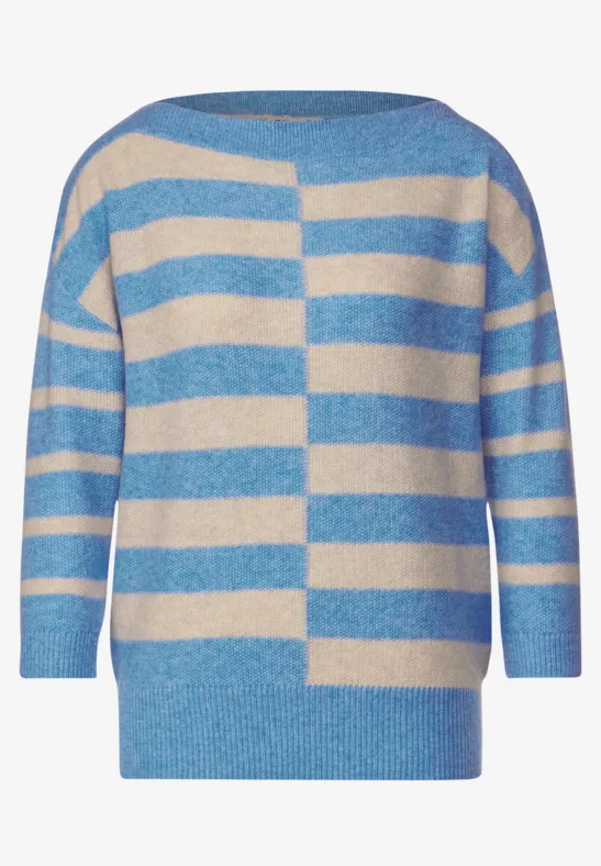 Pullover mit Streifenprint light spring blue melange