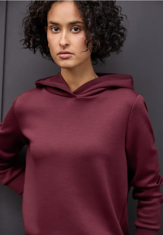 Sweat à capuche en cupro dark cherry red