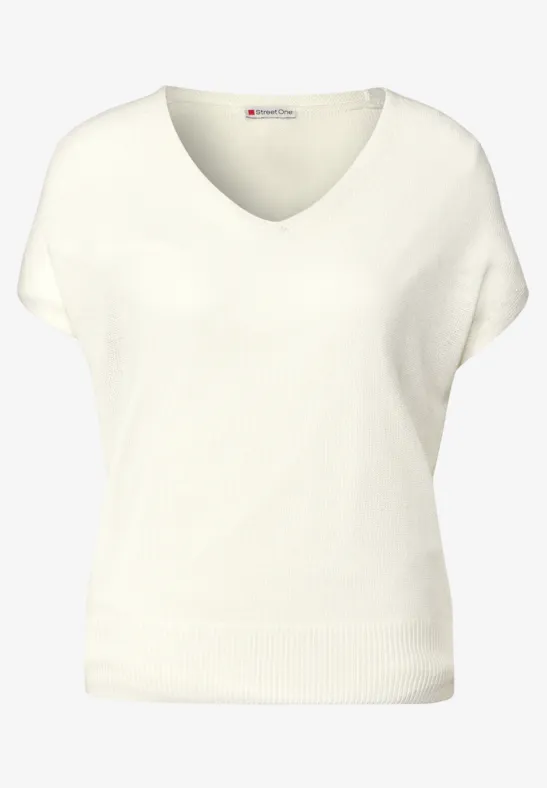 Ärmelloser Strickpullover off white