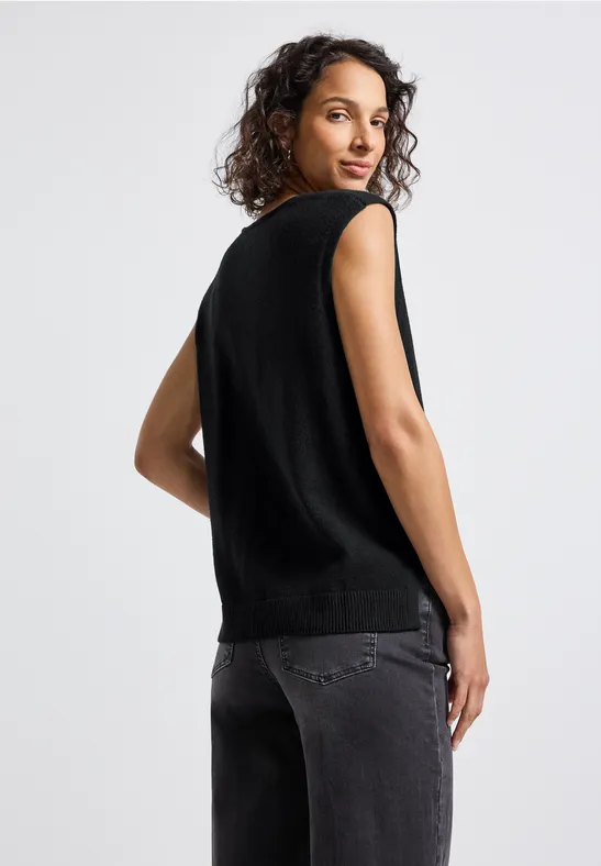 Ärmelloser V-Neck Pullover Black