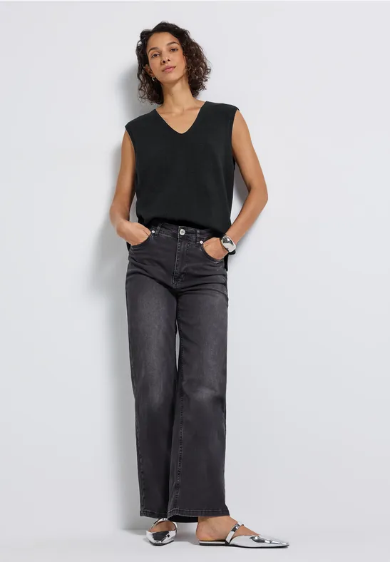 Ärmelloser V-Neck Pullover Black