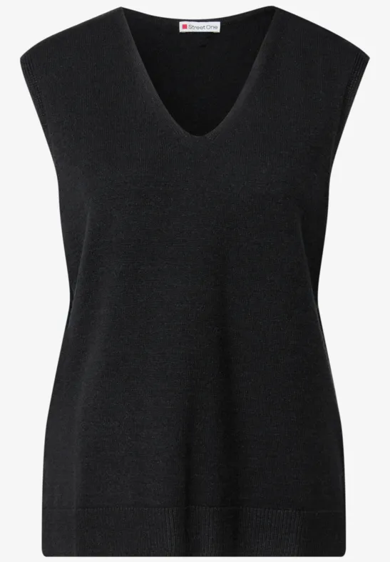 Ärmelloser V-Neck Pullover Black