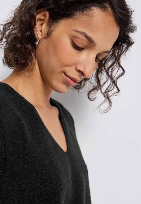 Ärmelloser V-Neck Pullover Black