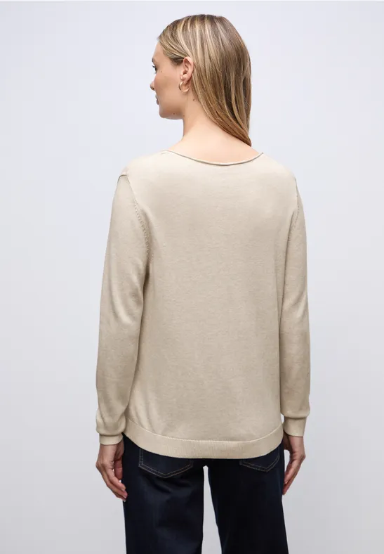 V-Neck Pullover tusk cream mel.