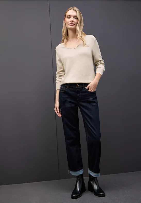 V-Neck Pullover tusk cream mel.