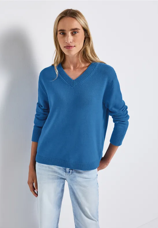 V-Neck Pullover polaris blue