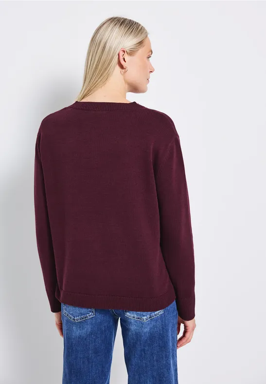 V-Neck Pullover wildberry red
