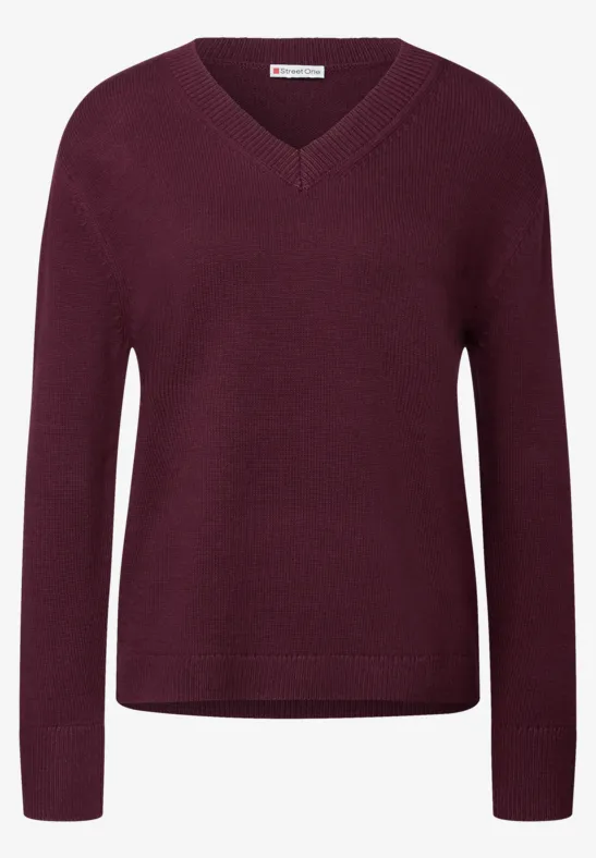 V-Neck Pullover wildberry red