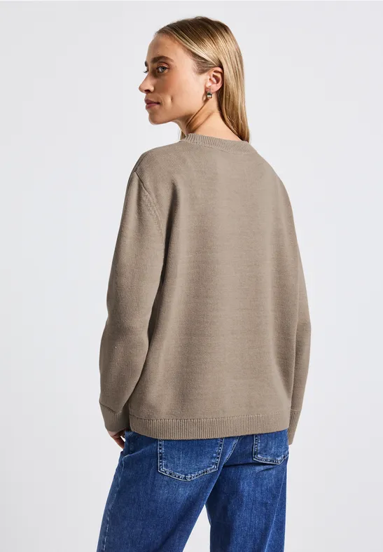 Rundhals-Pullover sandstone mocha