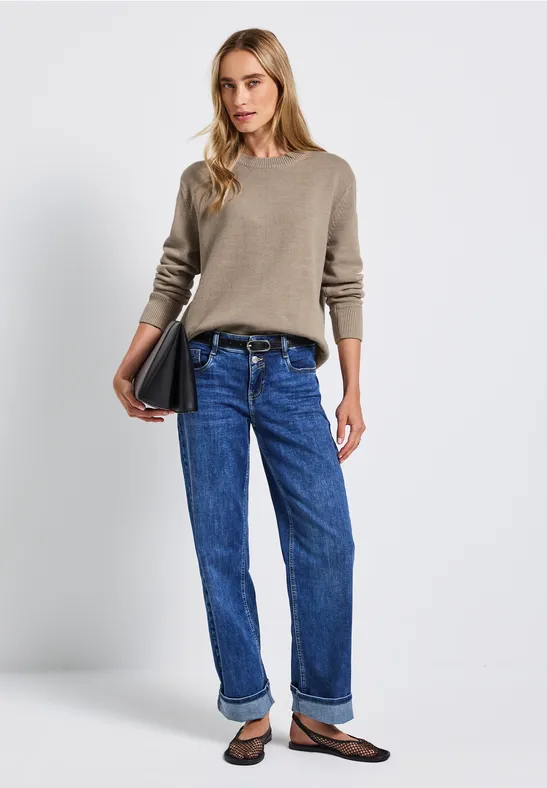 Rundhals-Pullover sandstone mocha