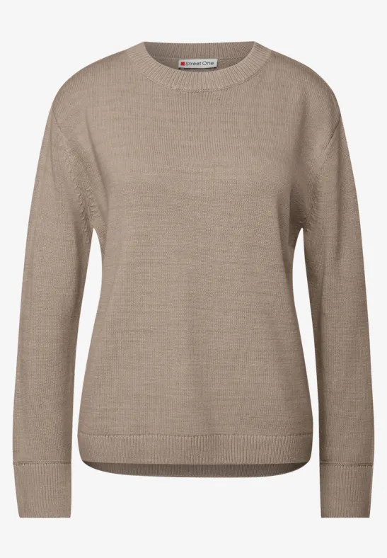 Rundhals-Pullover sandstone mocha