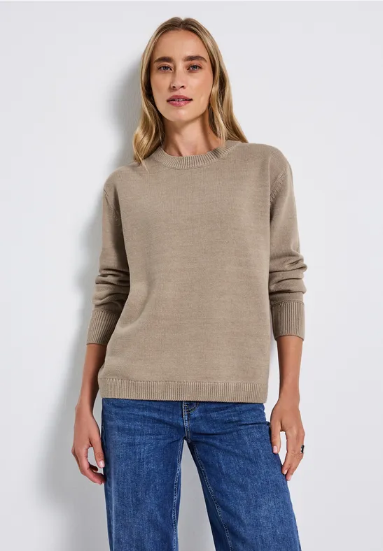 Rundhals-Pullover sandstone mocha