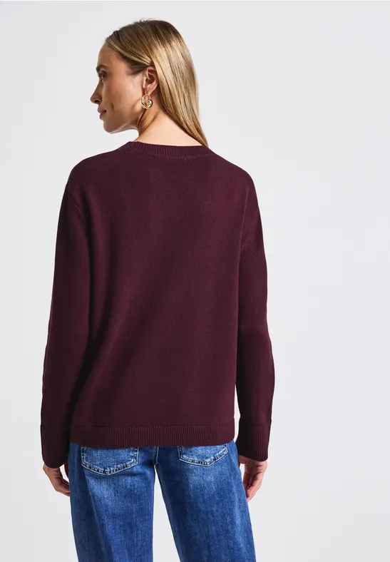Rundhals-Pullover wildberry red
