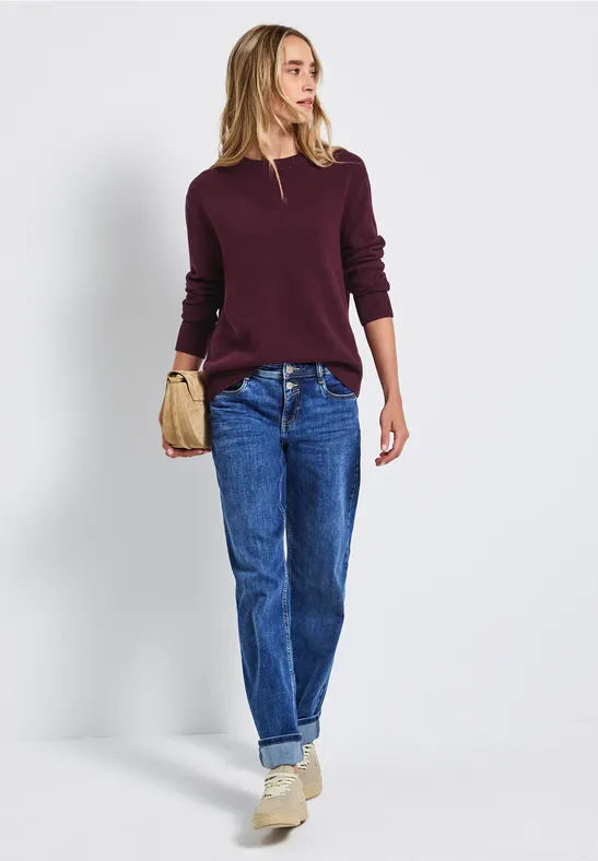 Rundhals-Pullover wildberry red