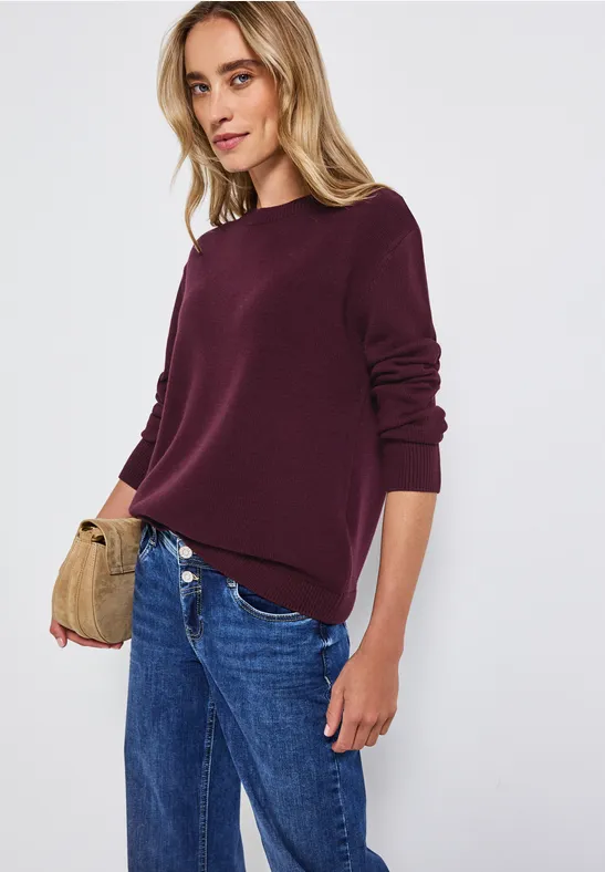 Rundhals-Pullover wildberry red