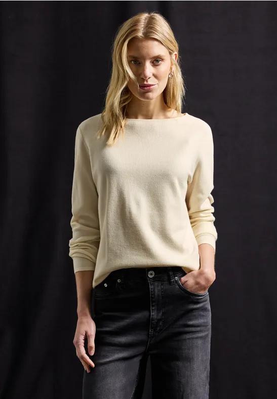 Trui met structuur soft beige
