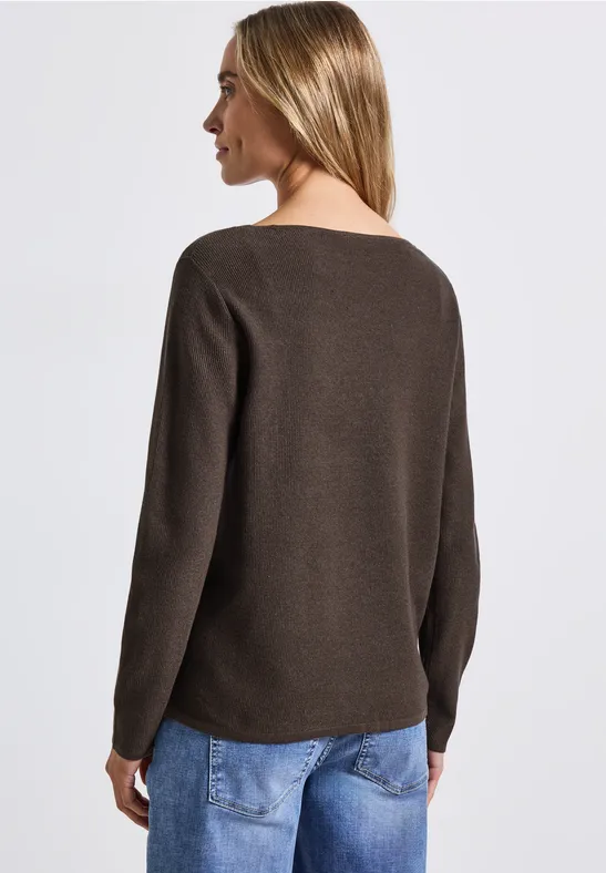 Strukturpullover dark nomad brown mel.