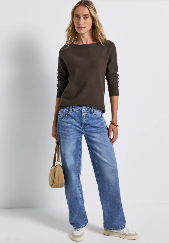 Strukturpullover dark nomad brown mel.