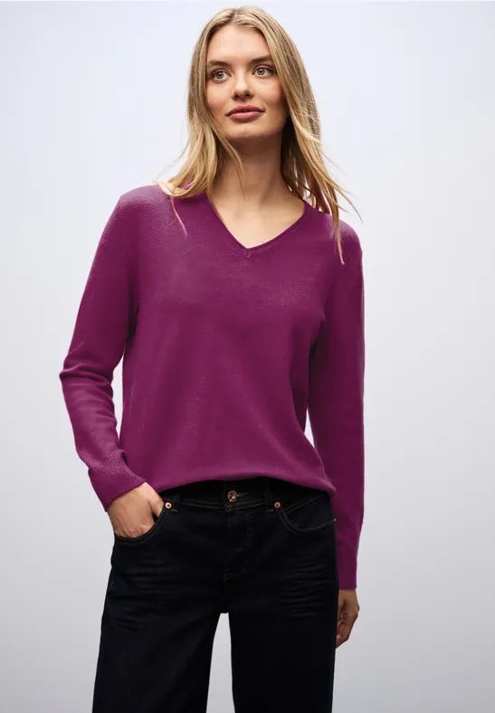 Kuscheliger V-Neck Pullover berry paradise