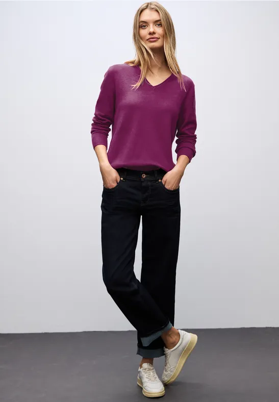 Kuscheliger V-Neck Pullover berry paradise