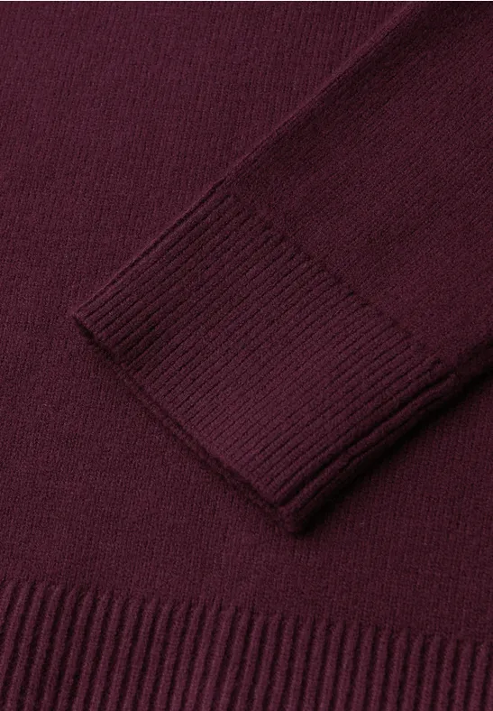 Gezellige trui met V-hals wildberry red