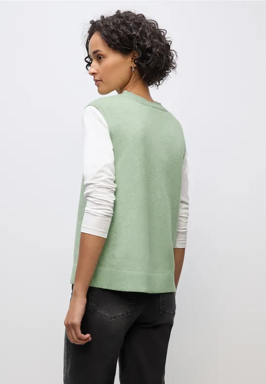 Mouwloze trui serene green mel.